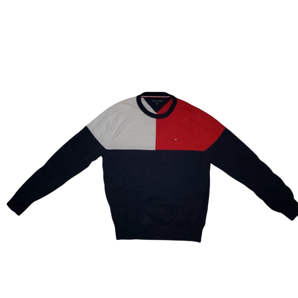 Tommy Hilfiger Red, White, and Black Crewneck Sweater